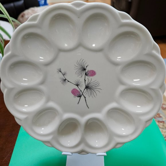 vintage wild clover deviled egg platter Canonsburg pottery - Picture 2 of 4